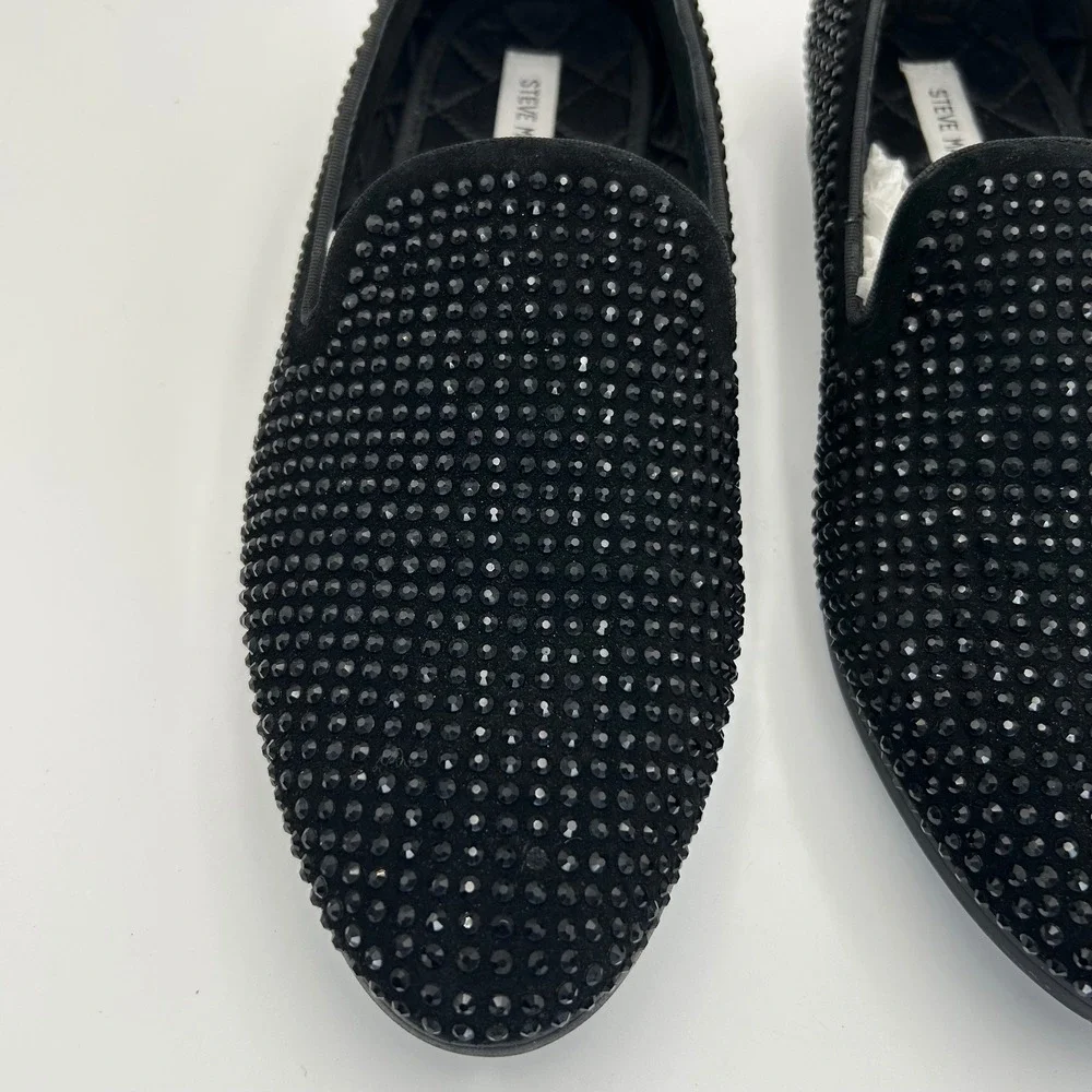 Steve Madden Black Rhinestone Loafers Mens 12 Caviarr Dress Shoes Formal Comfort
